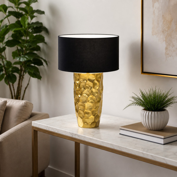 GLEAM modern asztali lámpa 53 cm – arany / fekete