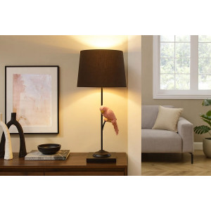 PARADISE modern papagájos asztali lámpa 75 cm – fekete / arany / rózsaszín