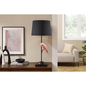 PARADISE modern papagájos asztali lámpa 75 cm – fekete / arany / rózsaszín