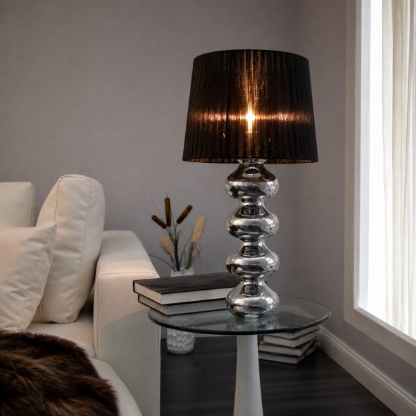 MIRA modern asztali lámpa 60 cm – fekete / króm