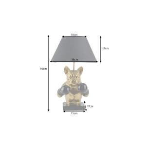 BARK modern bulldog asztali lámpa 56 cm – fekete / arany