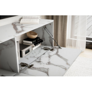 FLOAT modern fali TV-szekrény – 120 cm, fehér márvány dekor