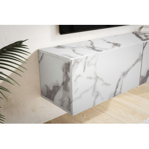 FLOAT modern fali TV-szekrény – 120 cm, fehér márvány dekor