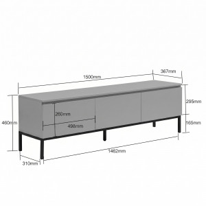 SLATE modern TV-szekrény 150 cm – szürke / fekete