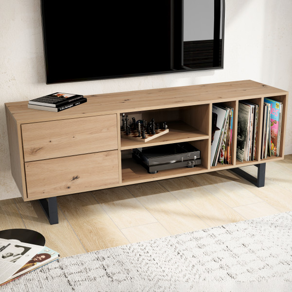 OAKLINE modern TV-szekrény 150 cm – tölgy / fekete