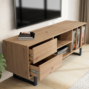 OAKLINE modern TV-szekrény 150 cm – tölgy / fekete