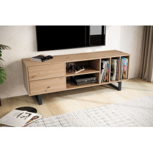OAKLINE modern TV-szekrény 150 cm – tölgy / fekete