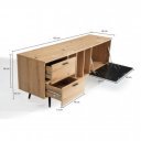 MARVEO modern TV-szekrény 150 cm – tölgy / fekete márvány