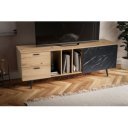 MARVEO modern TV-szekrény 150 cm – tölgy / fekete márvány