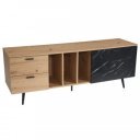 MARVEO modern TV-szekrény 150 cm – tölgy / fekete márvány