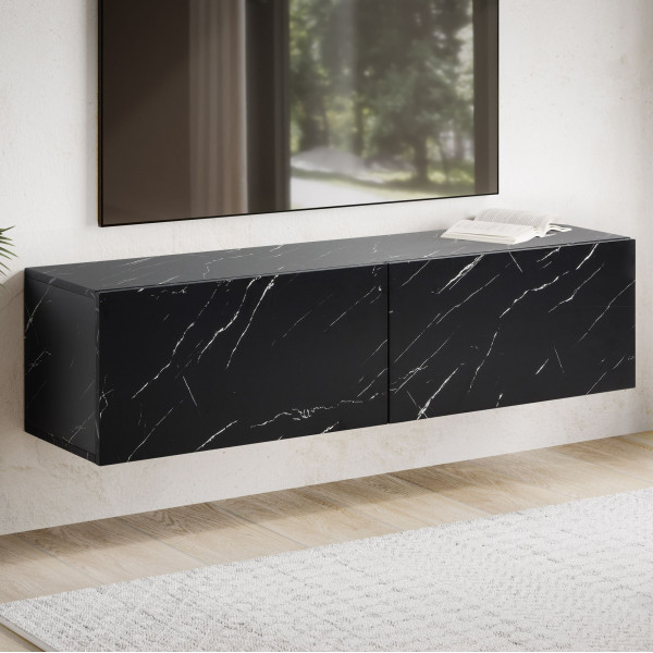 FLOAT modern fali TV-szekrény - 120 cm – fekete márvány dekor