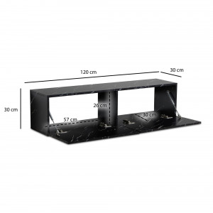 FLOAT modern fali TV-szekrény - 120 cm – fekete márvány dekor