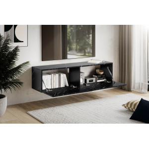 FLOAT modern fali TV-szekrény - 120 cm – fekete márvány dekor