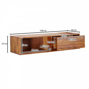 LEVIO modern tömör rózsafa fali TV-szekrény - 108 cm
