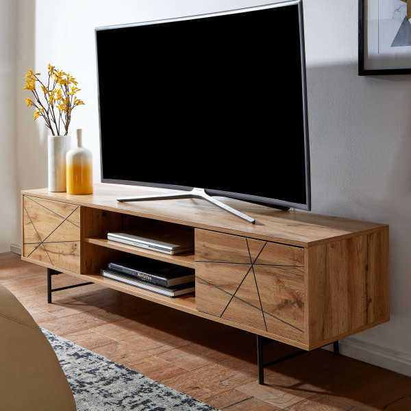 LINEO modern TV-szekrény 160 cm – tölgy / fekete