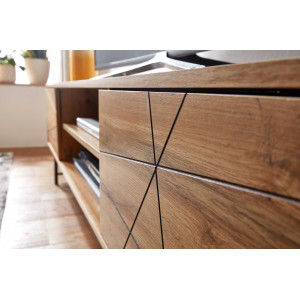 LINEO modern TV-szekrény 160 cm – tölgy / fekete