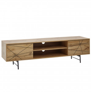 LINEO modern TV-szekrény 160 cm – tölgy / fekete