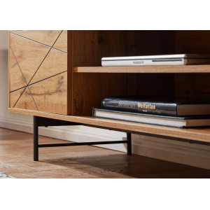 LINEO modern TV-szekrény 160 cm – tölgy / fekete