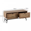 CANE modern TV-szekrény rattan hatású fronttal - 110cm - tölgy