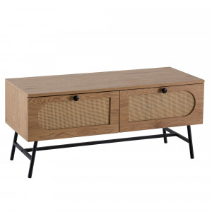 CANE modern TV-szekrény rattan hatású fronttal - 110cm - tölgy
