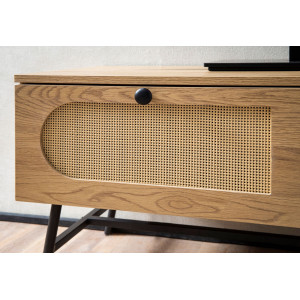 CANE modern TV-szekrény rattan hatású fronttal - 110cm - tölgy