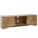LINEA modern TV-szekrény üvegpolccal - 160cm - tölgy/fekete