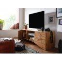 LINEA modern TV-szekrény üvegpolccal - 160cm - tölgy/fekete