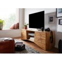 LINEA modern TV-szekrény üvegpolccal - 160cm - tölgy/fekete