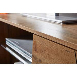 LINEA modern TV-szekrény üvegpolccal - 160cm - tölgy/fekete