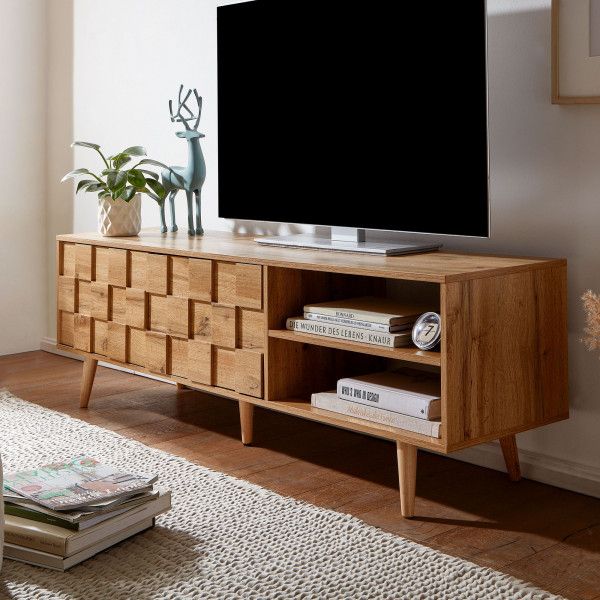 TESSERA modern TV-szekrény mintázott frontokkal - 160cm - tölgy