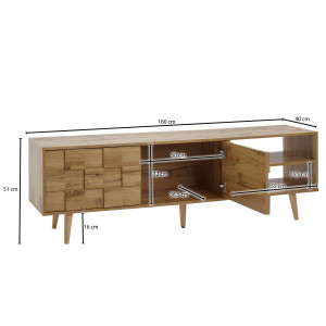 TESSERA modern TV-szekrény mintázott frontokkal - 160cm - tölgy