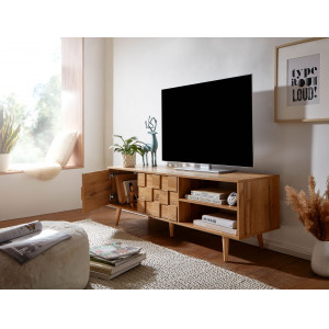 TESSERA modern TV-szekrény mintázott frontokkal - 160cm - tölgy