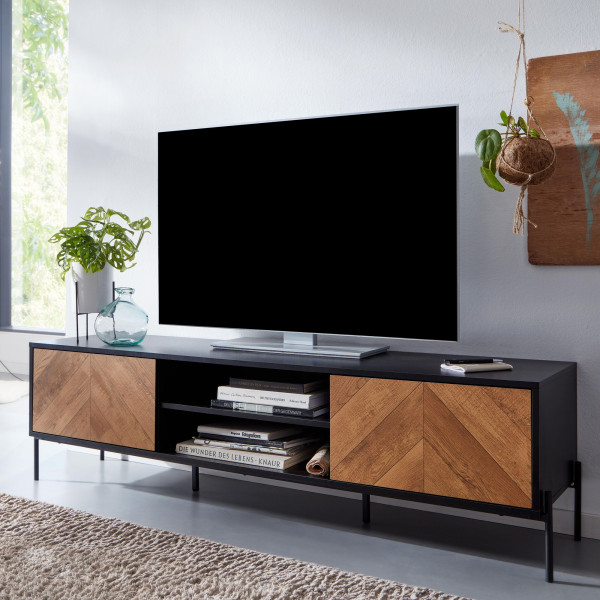 VARENO modern TV-szekrény - 163cm - tölgy/fekete