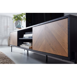 VARENO modern TV-szekrény - 163cm - tölgy/fekete