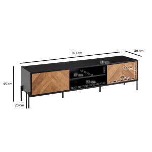 VARENO modern TV-szekrény - 163cm - tölgy/fekete