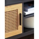 VIENNA modern TV-szekrény rattan hatású fronttal - 110cm - tölgy/fekete