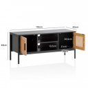 VIENNA modern TV-szekrény rattan hatású fronttal - 110cm - tölgy/fekete