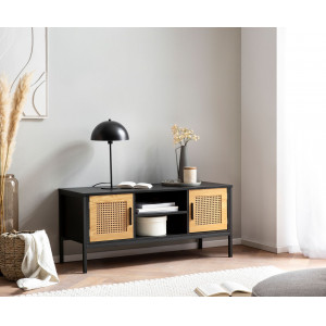 VIENNA modern TV-szekrény rattan hatású fronttal - 110cm - tölgy