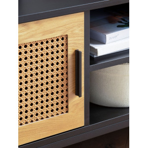 VIENNA modern TV-szekrény rattan hatású fronttal - 110cm - tölgy