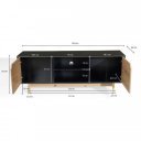 VELINO modern TV-szekrény - 150cm - tölgy/fekete