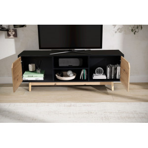 VELINO modern TV-szekrény - 150cm - tölgy/fekete