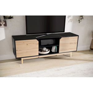 VELINO modern TV-szekrény - 150cm - tölgy/fekete