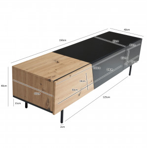VARIO modern TV-szekrény - 150cm - tölgy/fekete