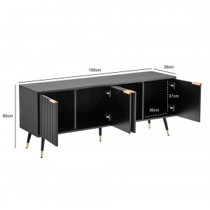 MIRENO - II modern TV-szekrény - 150cm - fekete