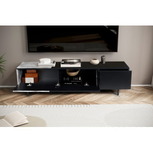VARIO modern TV-szekrény márványhatású fronttal - 150cm - fehér/fekete