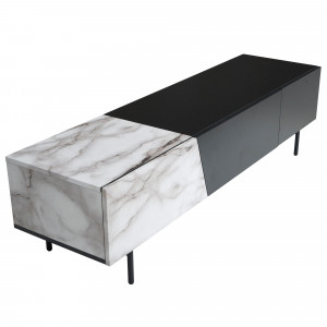 VARIO modern TV-szekrény márványhatású fronttal - 150cm - fehér/fekete