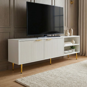 LUMERO modern TV-szekrény - 150cm - fehér/arany