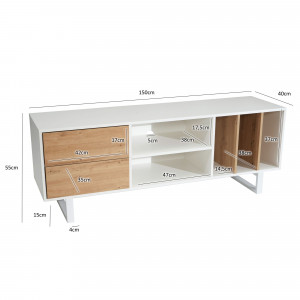 LIVARO modern TV-szekrény - 150cm - fehér/tölgy
