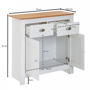 NIVO modern komód 79 cm – fehér / tölgy