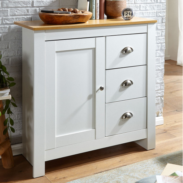 NIVO -II modern komód 79 cm – fehér / tölgy